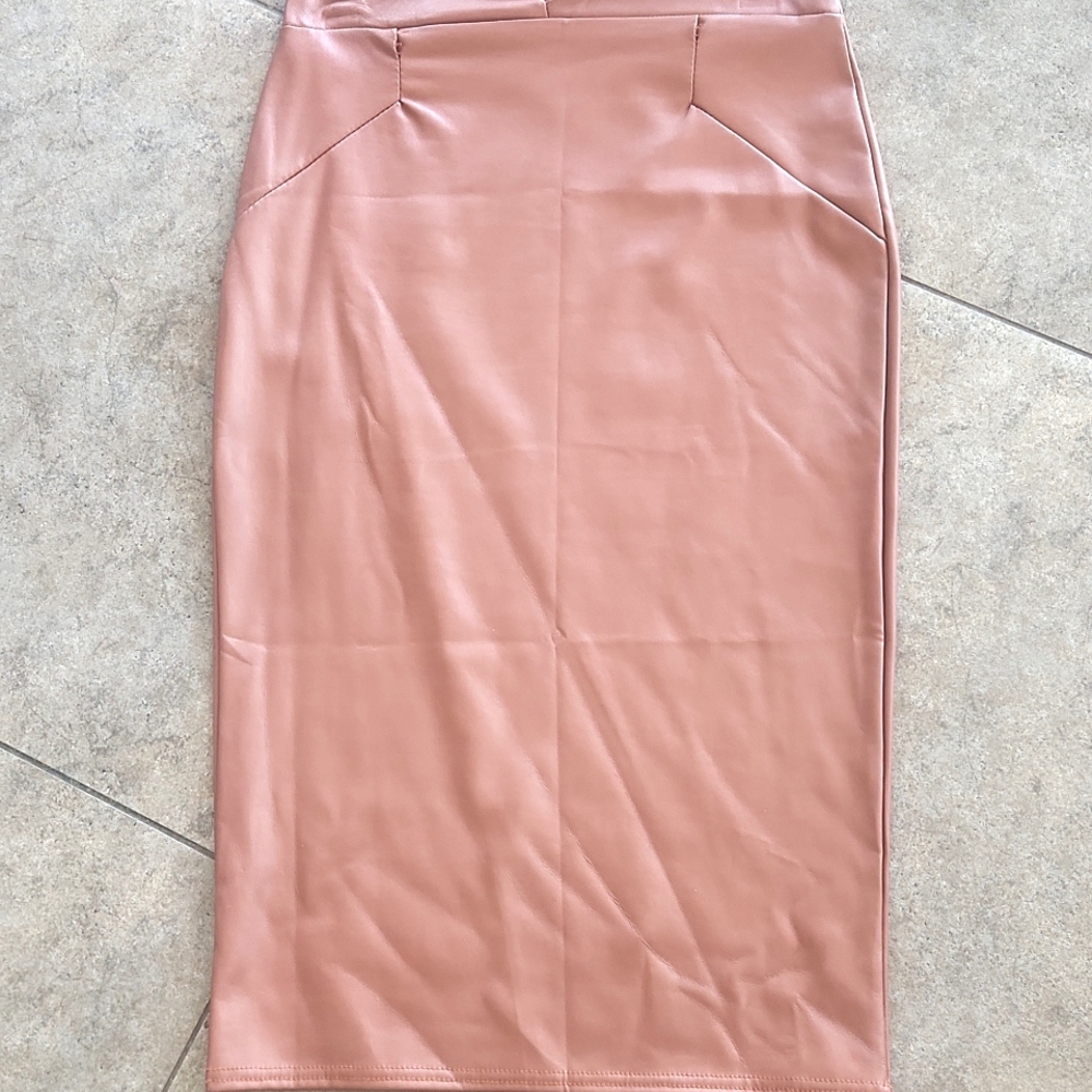 Vegan Leather Pencil Skirt - Picture 1 of 6